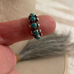 Vintage Zuni Turquoise + Silver pinky ring